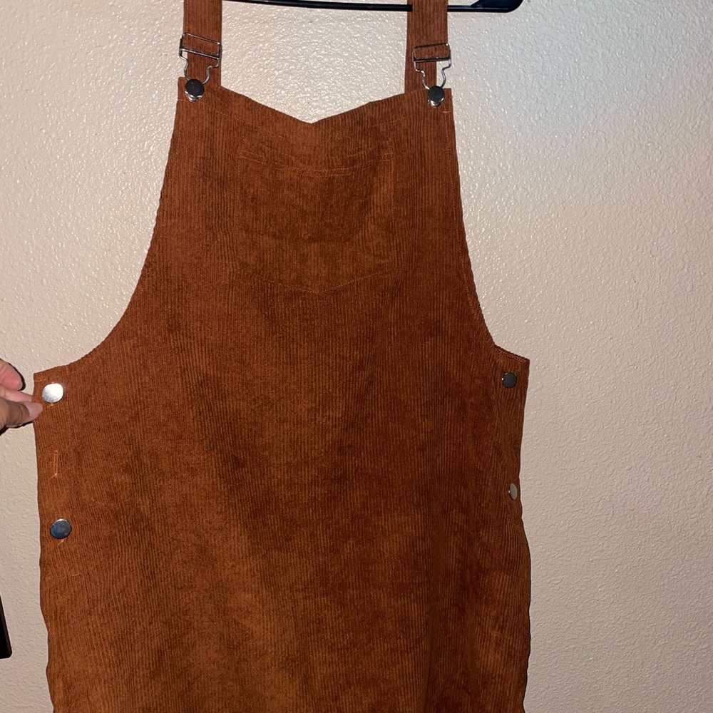 Rust Brown Corduroy Overall Dress